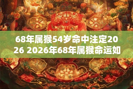 68年属猴54岁命中注定2026 2026年68年属猴命运如何 68年属猴54岁命中注定2026 2026年68年属猴命运如何