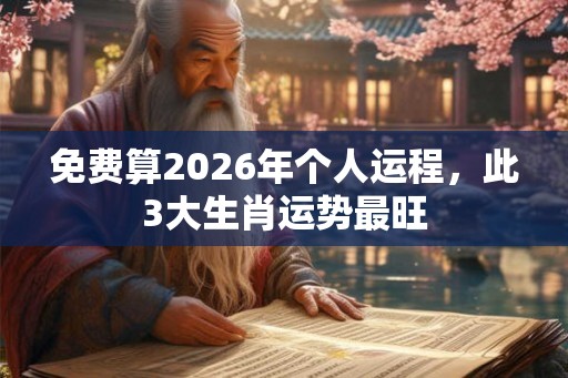 免费算2026年个人运程,此3大生肖运势最旺 免费算2026年个人运程,此3大生肖运势最旺
