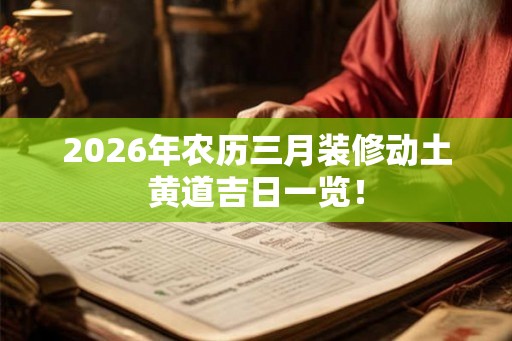 2026年农历三月装修动土黄道吉日一览！