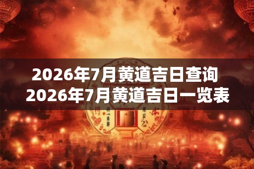 2026年7月黄道吉日查询 2026年7月黄道吉日一览表