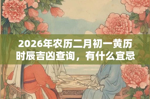 2026年农历二月初一黄历时辰吉凶查询,有什么宜忌事项? 2026年农历二月初一黄历时辰吉凶查询,有什么宜忌事项?