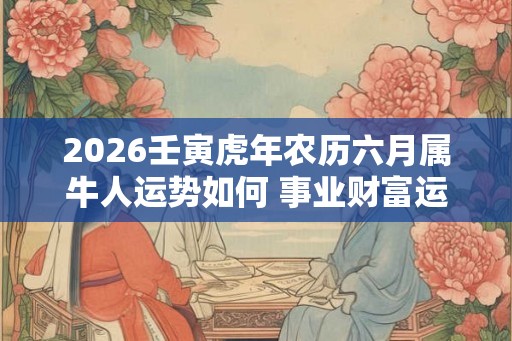 2026壬寅虎年农历六月属牛人运势如何 事业财富运程好不好
