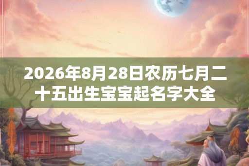 2026年8月28日农历七月二十五出生宝宝起名字大全