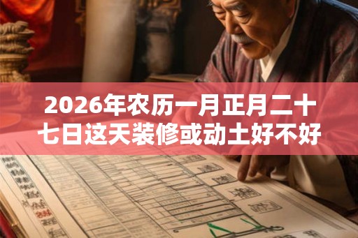 2026年农历一月正月二十七日这天装修或动土好不好? 2026年农历一月正月二十七日这天装修或动土好不好?