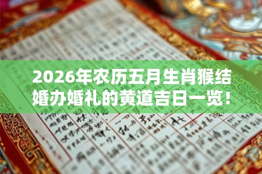 2026年农历五月生肖猴结婚办婚礼的黄道吉日一览！