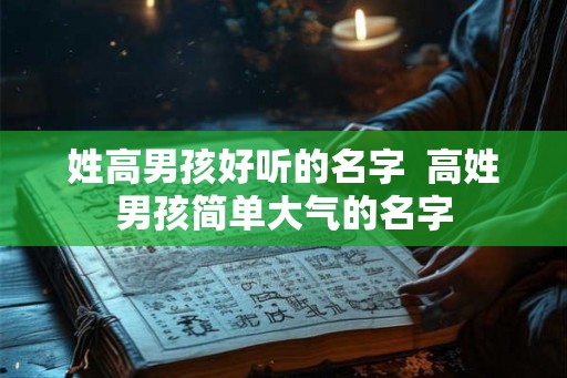 姓高男孩好听的名字  高姓男孩简单大气的名字