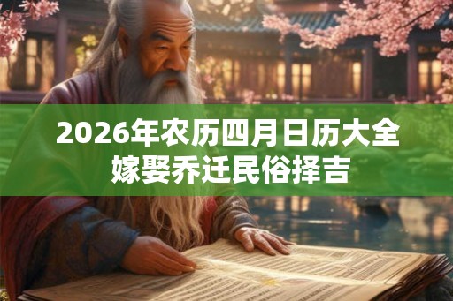 2026年农历四月日历大全 嫁娶乔迁民俗择吉 2026年农历四月日历大全 嫁娶乔迁民俗择吉