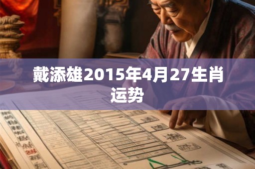 戴添雄2015年4月27生肖运势