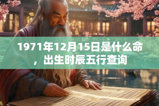 1971年12月15日是什么命，出生时辰五行查询
