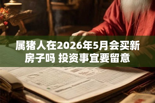 属猪人在2026年5月会买新房子吗 投资事宜要留意