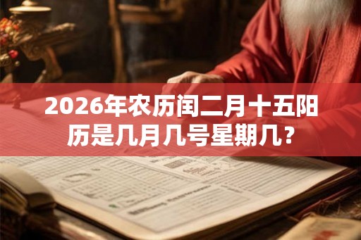 2026年农历闰二月十五阳历是几月几号星期几？
