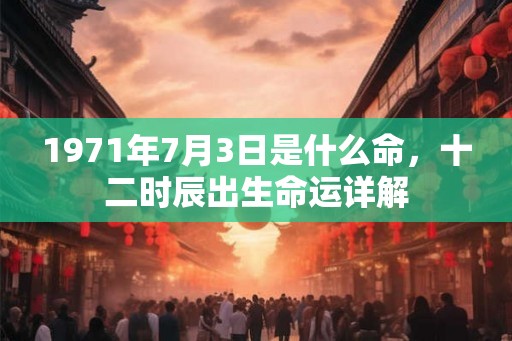 1971年7月3日是什么命，十二时辰出生命运详解