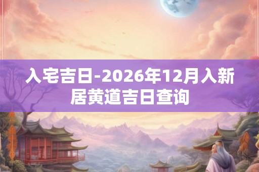 入宅吉日-2026年12月入新居黄道吉日查询 入宅吉日-2026年12月入新居黄道吉日查询
