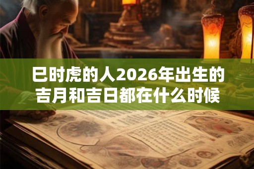 巳时虎的人2026年出生的吉月和吉日都在什么时候