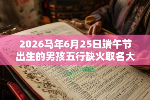 2026马年6月25日端午节出生的男孩五行缺火取名大全