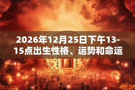 2026年12月25日下午13-15点出生性格、运势和命运
