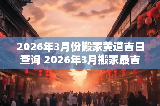 2026年3月份搬家黄道吉日查询 2026年3月搬家最吉利的日子