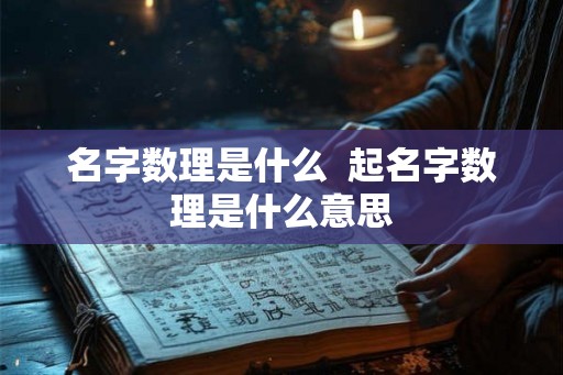 名字数理是什么  起名字数理是什么意思