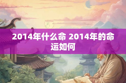 2014年什么命 2014年的命运如何