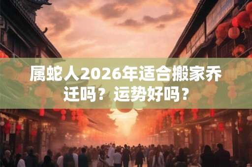 属蛇人2026年适合搬家乔迁吗?运势好吗? 属蛇人2026年适合搬家乔迁吗?运势好吗?