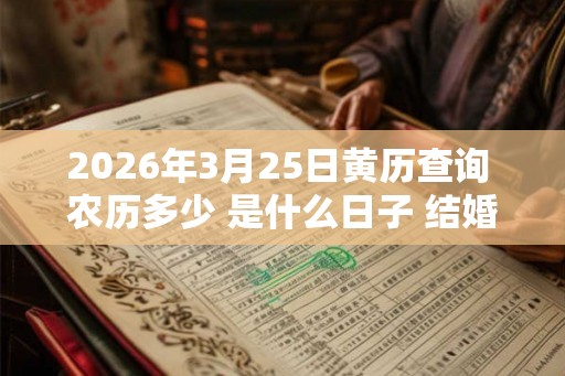 2026年3月25日黄历查询 农历多少 是什么日子 结婚吉时