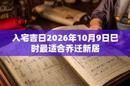 入宅吉日2026年10月9日巳时最适合乔迁新居