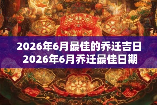 2026年6月最佳的乔迁吉日 2026年6月乔迁最佳日期