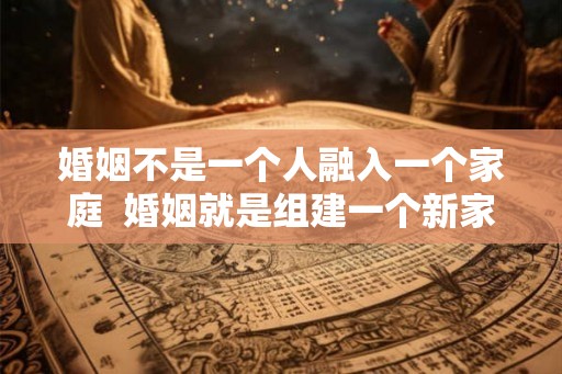 婚姻不是一个人融入一个家庭  婚姻就是组建一个新家庭