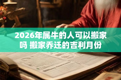 2026年属牛的人可以搬家吗 搬家乔迁的吉利月份