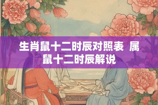 生肖鼠十二时辰对照表  属鼠十二时辰解说