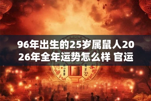 96年出生的25岁属鼠人2026年全年运势怎么样 官运亨通