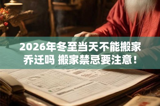 2026年冬至当天不能搬家乔迁吗 搬家禁忌要注意！