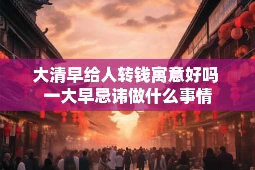 大清早给人转钱寓意好吗 一大早忌讳做什么事情
