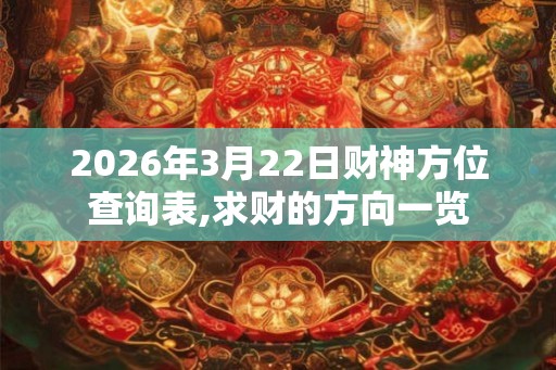 2026年3月22日财神方位查询表,求财的方向一览