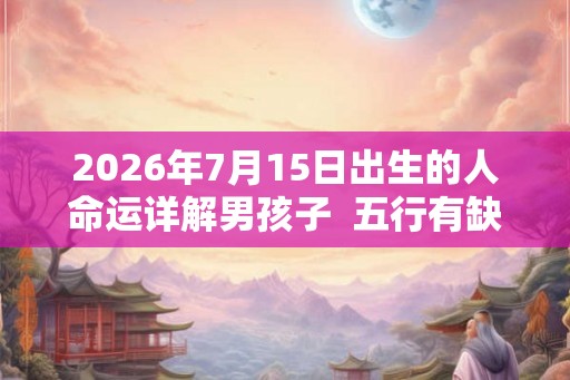 2026年7月15日出生的人命运详解男孩子 五行有缺失吗 2026年7月15日出生的人命运详解男孩子 五行有缺失吗