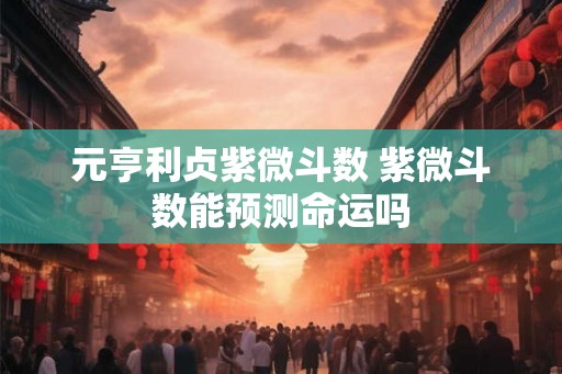 元亨利贞紫微斗数 紫微斗数能预测命运吗