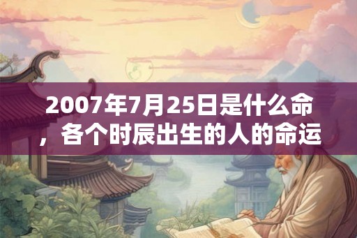 2007年7月25日是什么命，各个时辰出生的人的命运