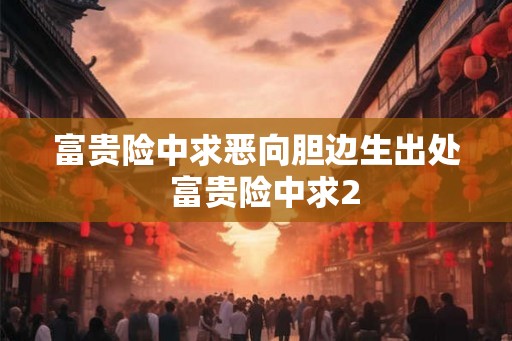 富贵险中求恶向胆边生出处  富贵险中求2