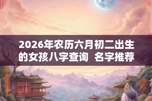 2026年农历六月初二出生的女孩八字查询  名字推荐