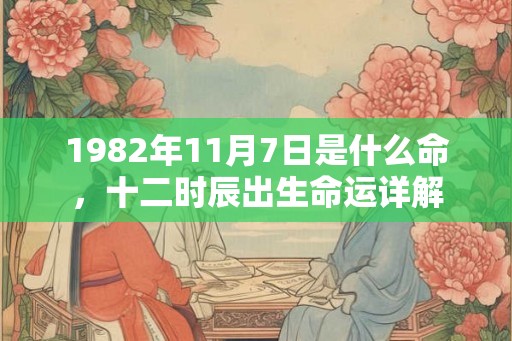 1982年11月7日是什么命，十二时辰出生命运详解