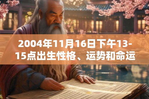 2004年11月16日下午13-15点出生性格、运势和命运