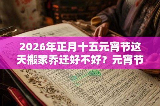 2026年正月十五元宵节这天搬家乔迁好不好？元宵节前后搬家吉日是哪天？