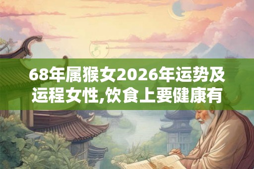 68年属猴女2026年运势及运程女性,饮食上要健康有规律坚持锻炼