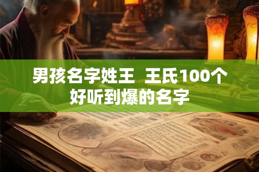 男孩名字姓王  王氏100个好听到爆的名字