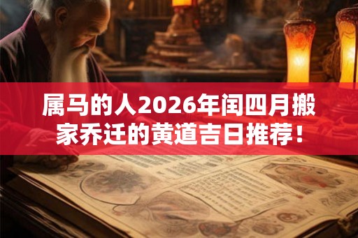 属马的人2026年闰四月搬家乔迁的黄道吉日推荐! 属马的人2026年闰四月搬家乔迁的黄道吉日推荐!