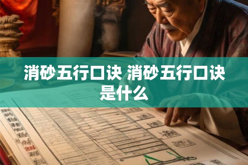 消砂五行口诀 消砂五行口诀是什么