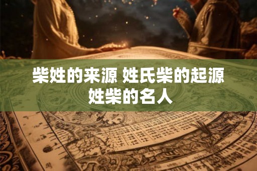 柴姓的来源 姓氏柴的起源 姓柴的名人 柴姓的来源 姓氏柴的起源 姓柴的名人