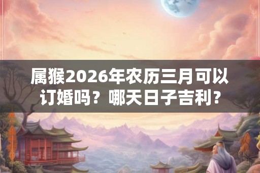 属猴2026年农历三月可以订婚吗？哪天日子吉利？