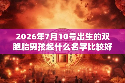 2026年7月10号出生的双胞胎男孩起什么名字比较好，五行属什么