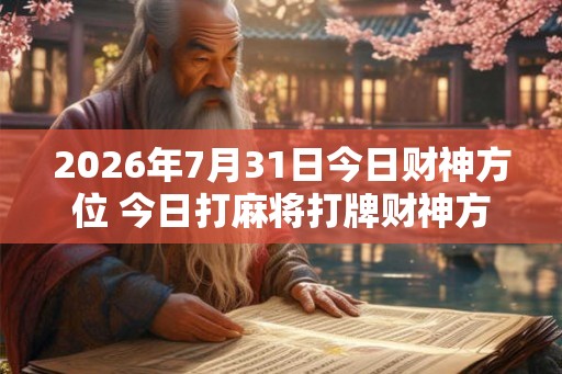 2026年7月31日今日财神方位 今日打麻将打牌财神方位